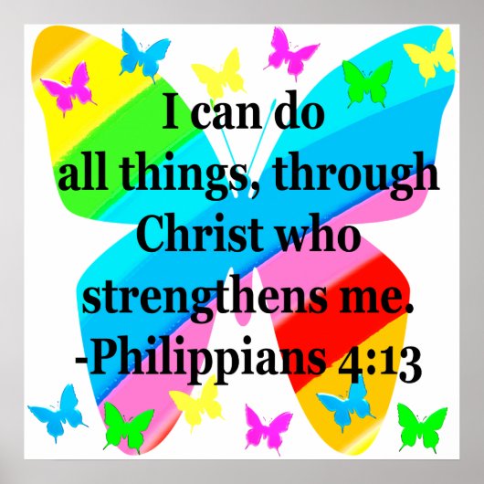 LOVELY BUTTERFLY PHILIPPIANS 4:13 COLORFUL POSTER (Voorkant)