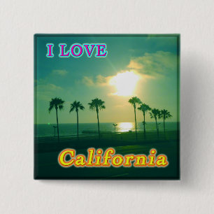 "Lovely California 1"-Button Vierkante Button 5,1 Cm