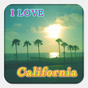 "Lovely California 1"-riker Vierkante Sticker