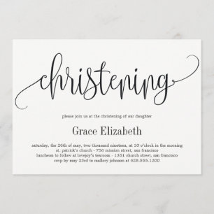 Lovely Calligraphy Christening Uitnodiging