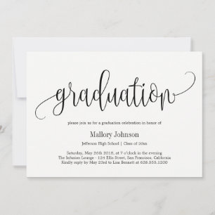 Lovely Calligraphy EDITABLE COLOR Graduparty Kaart
