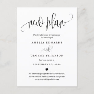 Lovely Calligraphy EDITABLE COLOR Wedding Update Briefkaart