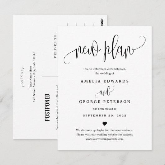 Lovely Calligraphy EDITABLE COLOR Wedding Update Briefkaart (Voorkant / Achterkant)