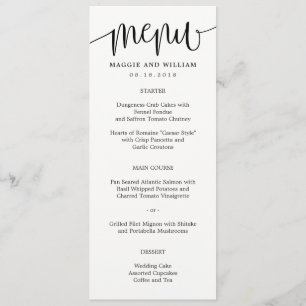 Lovely Calligraphy Menu Card
