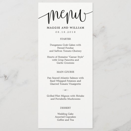 Lovely Calligraphy Menu Card (Voorkant)