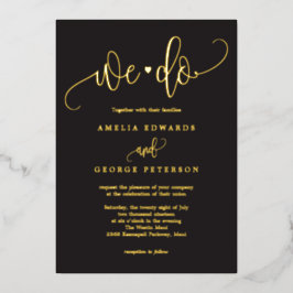Lovely Calligraphy Real Folie Wedding Invitation f Folie Uitnodiging