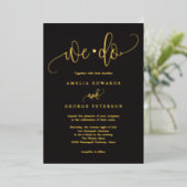 Lovely Calligraphy Real Folie Wedding Invitation f Folie Uitnodiging (Staand Voorkant)