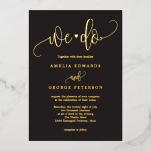 Lovely Calligraphy Real Folie Wedding Invitation f Uitnodiging