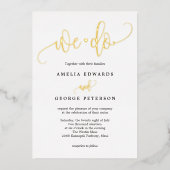 Lovely Calligraphy Real Folie Wedding Invitation Folie Uitnodiging (Voorkant)