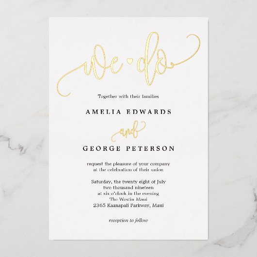 Lovely Calligraphy Real Folie Wedding Invitation Folie Uitnodiging (Voorkant)