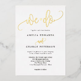 Lovely Calligraphy Real Folie Wedding Invitation Uitnodiging