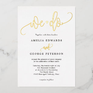 Lovely Calligraphy Real Folie Wedding Invitation Uitnodiging
