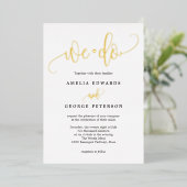 Lovely Calligraphy Real Folie Wedding Invitation Uitnodiging (Staand Voorkant)