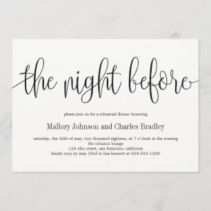 Lovely Calligraphy Rehearsal Dinner Invitation Kaart