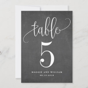 Lovely Calligraphy Table Number Card Chalk Kaart