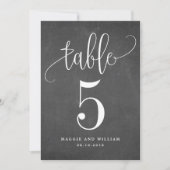 Lovely Calligraphy Table Number Card Chalk Kaart (Voorkant)