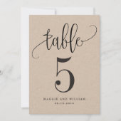 Lovely Calligraphy Table Number Card Kraft Kaart (Voorkant)