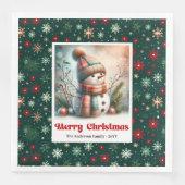 Lovely cartoon snowman with snowflakes kids napkin servet (Voorkant)