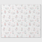 Lovely Cat Pattern Design Wrapping Paper Cadeaupapier (Vlak)