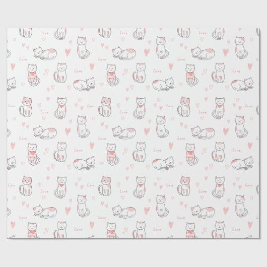 Lovely Cat Pattern Design Wrapping Paper Cadeaupapier (Vlak)