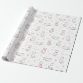 Lovely Cat Pattern Design Wrapping Paper Cadeaupapier (Uitgerold)