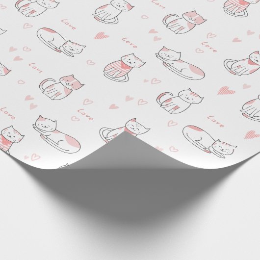 Lovely Cat Pattern Design Wrapping Paper Cadeaupapier (Hoek)