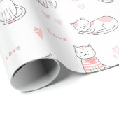 Lovely Cat Pattern Design Wrapping Paper Cadeaupapier (Rol Hoek)
