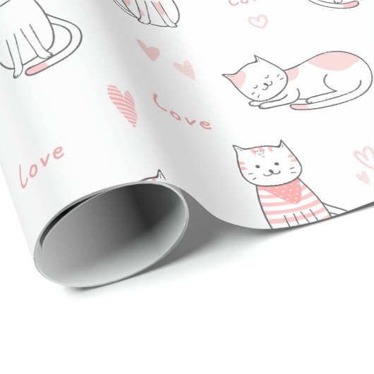 Lovely Cat Pattern Design Wrapping Paper Cadeaupapier (Rol Hoek)