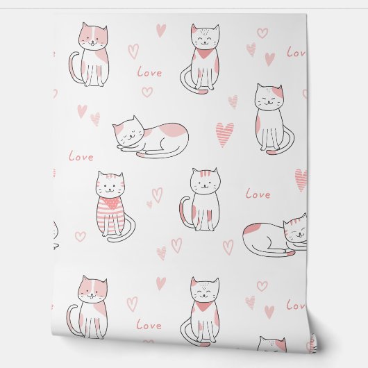 Lovely Cat Pattern for Your Kid Room Behang (Afrollen)