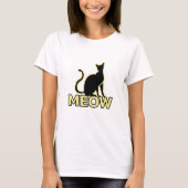 Lovely Cat - Vanille Geel ‘MEOW’ Kattensilhouet T-shirt (Voorkant)