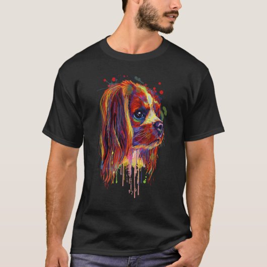 Lovely Cavalier I Miss You Too Splash Art T-shirt (Voorkant)