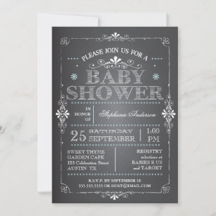 Lovely Chalkboard Baby Boy Shower Uitnodiging