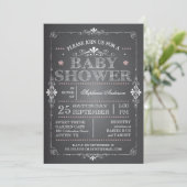 Lovely Chalkboard Baby Girl Shower Kaart (Staand voorkant)
