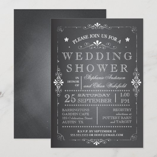 Lovely Chalkboard Couples Wedding Shower Kaart (Voorkant / Achterkant)