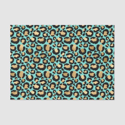 Lovely Cheetah Print Blauwgroen en Golden Black Tissuepapier (Voorkant)