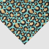 Lovely Cheetah Print Blauwgroen en Golden Black Tissuepapier (Detail)