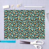 Lovely Cheetah Print Blauwgroen en Golden Black Tissuepapier (Craft)