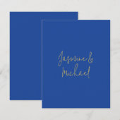 Lovely Chic Calligraphy Couple Names Blue & Gold Notitiekaartje (Voorkant / Achterkant)