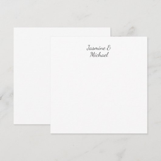 Lovely Chic Calligraphy Couple Names Wedding Card (Voorkant / Achterkant)