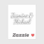 Lovely Chic Calligraphy Couple Names Wedding Sticker (Vel)