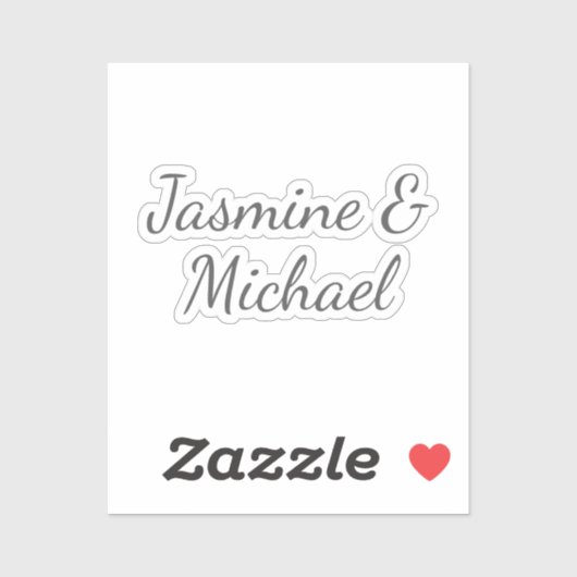 Lovely Chic Calligraphy Couple Names Wedding Sticker (Vel)