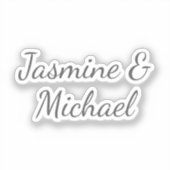 Lovely Chic Calligraphy Couple Names Wedding Sticker (Voorkant)