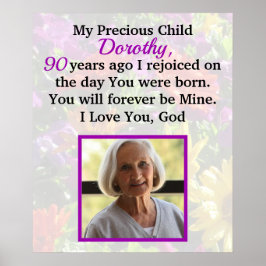 LOVELY CHRISTELIJK GEPERSONALISEERDE 90E BIRTHDAY  POSTER