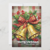 Lovely Christmas bells vintage holly berries Feestdagenkaart (Voorkant)
