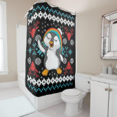 Lovely Christmas Penguin Douchegordijn (In situ)