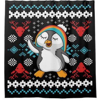 Lovely Christmas Penguin Douchegordijn