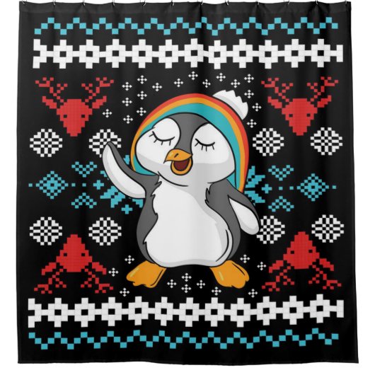 Lovely Christmas Penguin Douchegordijn (Voorkant)
