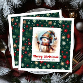 Lovely Christmas Snowman Napkins Editable Custom  Servet
