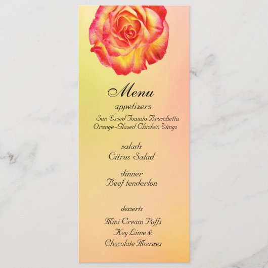 Lovely Circus Roos Wedding Menu Card (Voorkant)