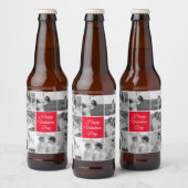 Lovely Collage Couple Photo & Happy Valentines Day Bier Etiket (Flessen)